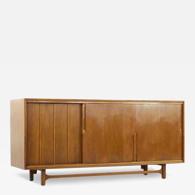 Cavalier Furniture Mid Century Brass and Walnut Lowboy Dresser