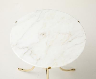 Cedric Hartman Cedric Hartman Brass And Carrara Marble Side Table