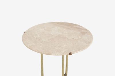 Cedric Hartman Cedric Hartman Model AE Side Table in Brass Bronze and Travertine 1973