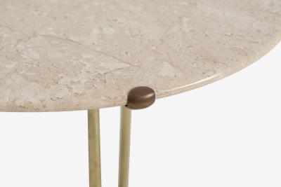 Cedric Hartman Cedric Hartman Model AE Side Table in Brass Bronze and Travertine 1973