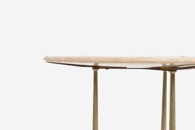 Cedric Hartman Cedric Hartman Model AE Side Table in Brass Bronze and Travertine 1973