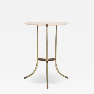 Cedric Hartman Cedric Hartman Model AE Side Table in Brass Bronze and Travertine 1973