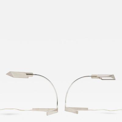 Cedric Hartman Cedric Hartman Pair of Stainless Steel and Chrome Table Lamps 1970 c 