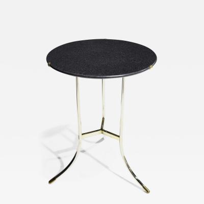 Cedric Hartman Cedric Hartman Polished Steel and Brass Side Table with Black Granite Top