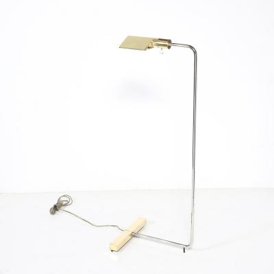 Cedric Hartman Mid Century Adjustable Polished Brass Nickel Floor Lamp signed Cedric Hartman