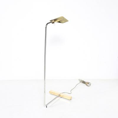 Cedric Hartman Mid Century Adjustable Polished Brass Nickel Floor Lamp signed Cedric Hartman