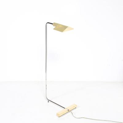 Cedric Hartman Mid Century Adjustable Polished Brass Nickel Floor Lamp signed Cedric Hartman