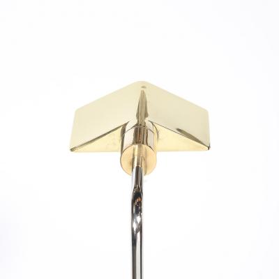 Cedric Hartman Mid Century Adjustable Polished Brass Nickel Floor Lamp signed Cedric Hartman
