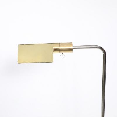 Cedric Hartman Mid Century Adjustable Polished Brass Nickel Floor Lamp signed Cedric Hartman