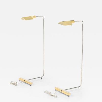 Cedric Hartman Pair of Brass and Chrome Floor Lamps