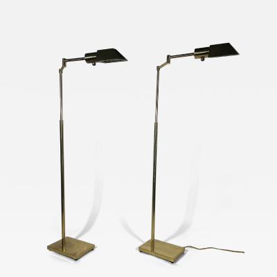 Cedric Hartman Pair of Cedric Hartman Style Mid Century Brass Swing Arm Floor Lamps