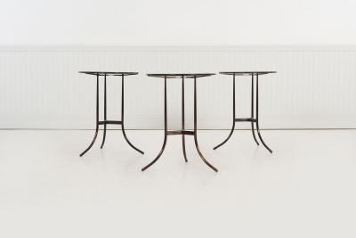 Cedric Hartman Set of Three Cedric Hartman Bronze Black Granite Side Tables 1970s