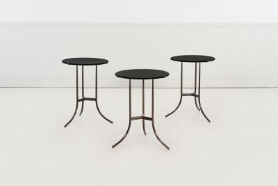 Cedric Hartman Set of Three Cedric Hartman Bronze Black Granite Side Tables 1970s