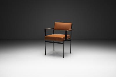 Cees Braakman Leather and Metal Armchair by Cees Braakman for Pastoe the Netherlands 1960s