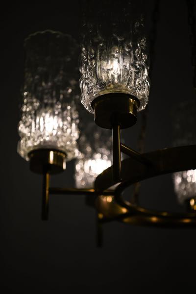 Ceiling Lamp in Brass and Glass 1950s