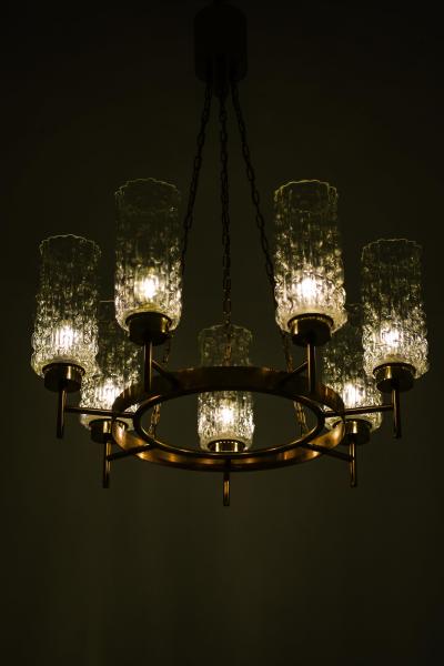 Ceiling Lamp in Brass and Glass 1950s