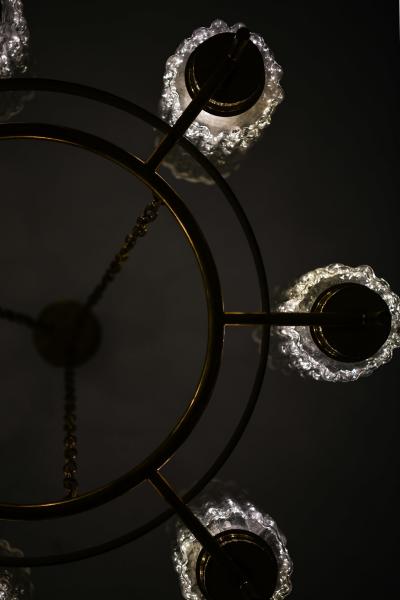 Ceiling Lamp in Brass and Glass 1950s