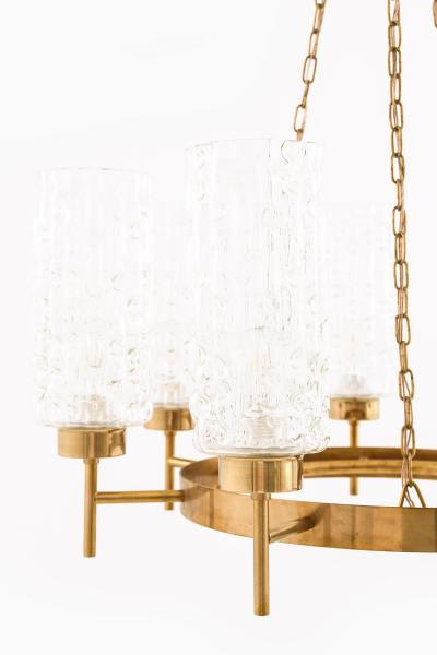 Ceiling Lamp in Brass and Glass 1950s