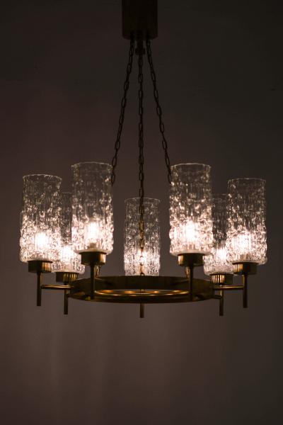 Ceiling Lamp in Brass and Glass 1950s