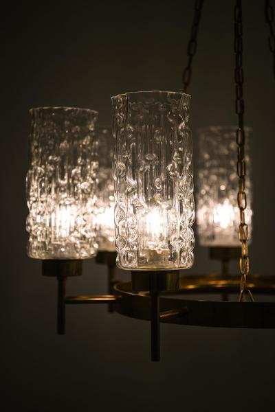 Ceiling Lamp in Brass and Glass 1950s