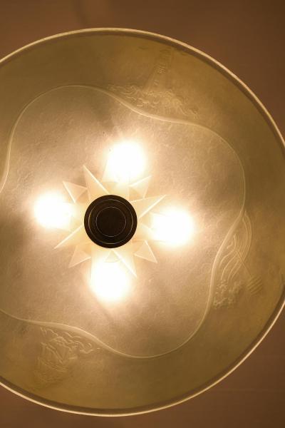 Ceiling Lamp in Glass and Steel 1940s