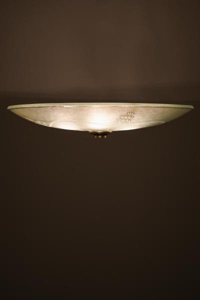 Ceiling Lamp in Glass and Steel 1940s