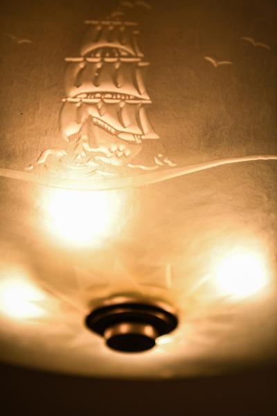 Ceiling Lamp in Glass and Steel 1940s