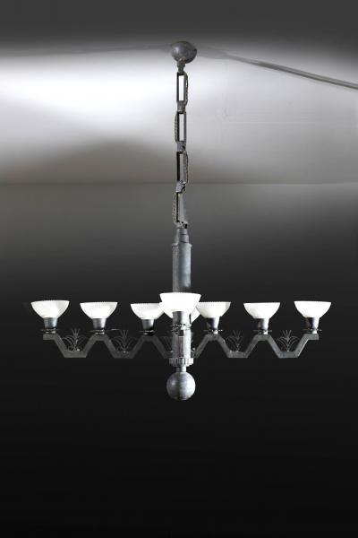 Ceiling light in Wrought Iron and Glass