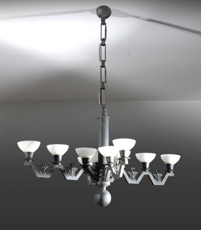 Ceiling light in Wrought Iron and Glass