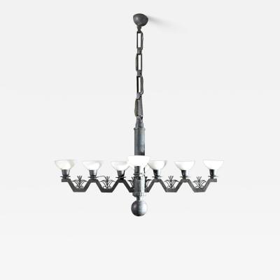 Ceiling light in Wrought Iron and Glass