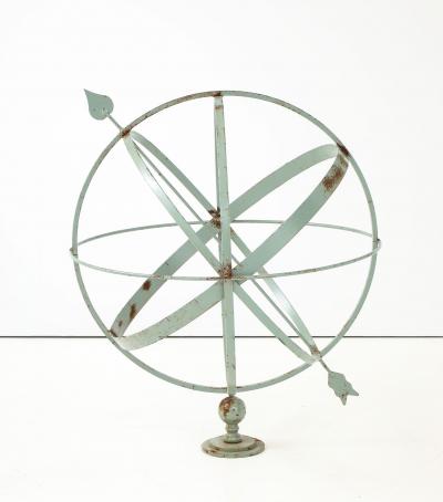 Celadon Painted English Mid 20th Century Iron Armillary