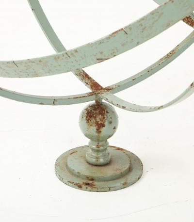 Celadon Painted English Mid 20th Century Iron Armillary