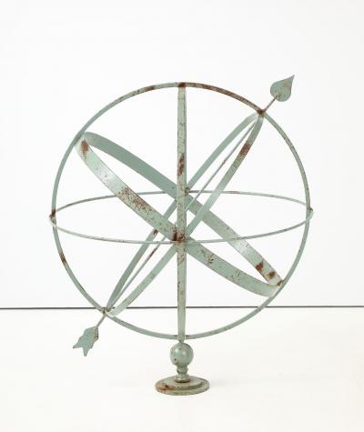 Celadon Painted English Mid 20th Century Iron Armillary