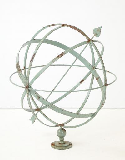 Celadon Painted English Mid 20th Century Iron Armillary