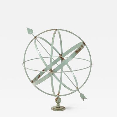 Celadon Painted English Mid 20th Century Iron Armillary