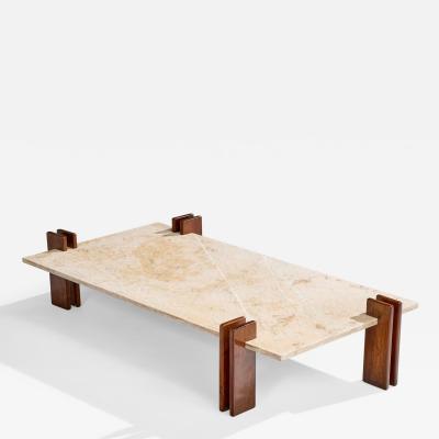 Celina Decoracoes Coffee Table with Wood and Marble Brazil 1960s