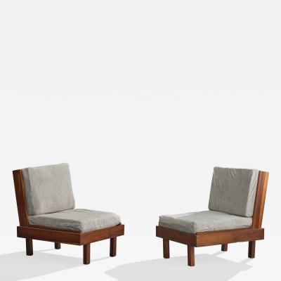 Celina Decoracoes Lounge Chairs with Fabric and Wood Brazil 1960s