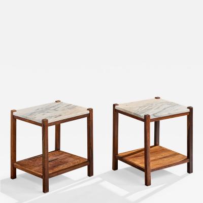 Celina Decoracoes Side Tables with Wood and Marble Brazil 1960s