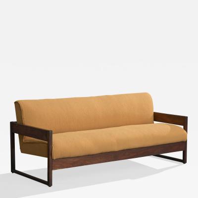 Celina Decoracoes Sofa with Wood and Fabric Brazil 1960s