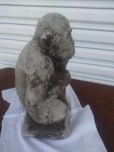 Cement Cast Monkey carrying child