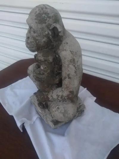 Cement Cast Monkey carrying child