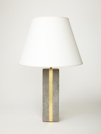 Cement and Patinated Brass Table Lamp United States c 1980