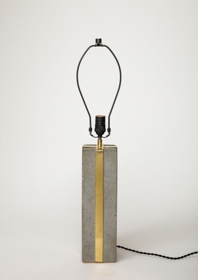 Cement and Patinated Brass Table Lamp United States c 1980