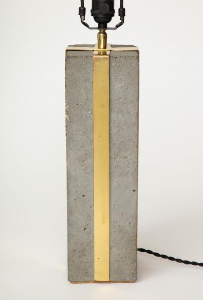 Cement and Patinated Brass Table Lamp United States c 1980