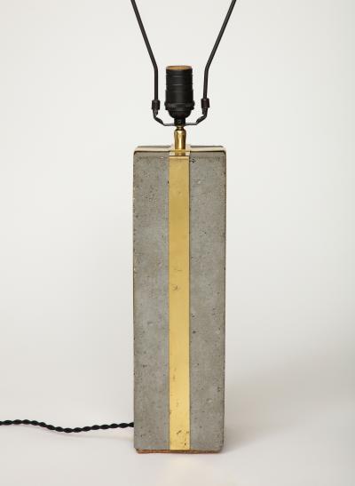 Cement and Patinated Brass Table Lamp United States c 1980