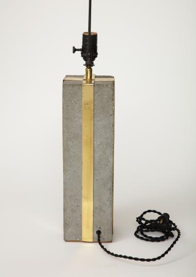 Cement and Patinated Brass Table Lamp United States c 1980