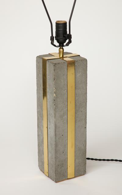 Cement and Patinated Brass Table Lamp United States c 1980