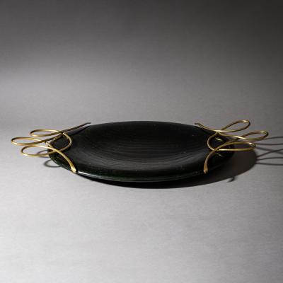 Centerpiece Wood and Brass Italy Mid 20th Century