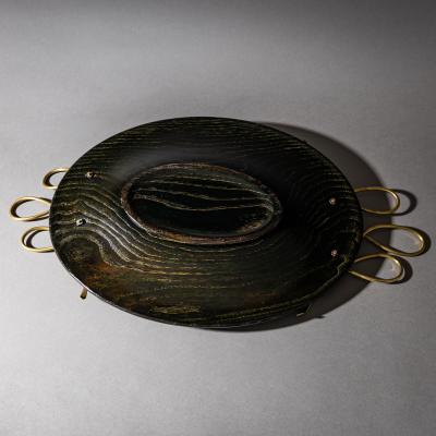 Centerpiece Wood and Brass Italy Mid 20th Century
