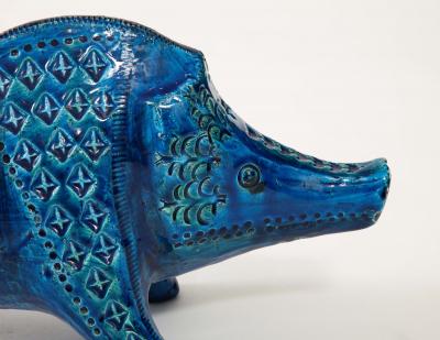 Ceramic Boar by Aldo Londi for Bitossi in Rimini blue Italy ca 1960